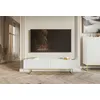Image de Meuble TV - VELDIO - 175 cm - blanc sur pieds dorés