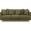 Image de Canapé fixe 4 places CONSTANCE - Tissu vert - Pied en bois massif - L 212 x H 87 x P 93 cm