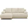 Image de Canapé dangle gauche convertible MIKA 3 places - Velours côtelé beige - Coffre de rangement - L218 x P98/145 x H84 cm