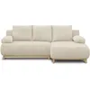 Image de Canapé dangle droit convertible MIKA 3 places - Velours côtelé beige - Coffre de rangement - L218 x P98/145 x H84 cm