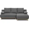 Image de Canapé dangle droit convertible MIKA 3 places - Tissu gris clair - Coffre de rangement - L218 x P98/145 x H84 cm