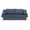 Image de Canapé convertible - 3 places - NAOTO - Tissu bleu foncé - Coffre de rangement - 202 x 98 x 98 cm