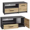 Image de Meuble TV Anthracite - Banc TV Table TV avec 1 porte et 2 étagères - 98 x 35 x 42 cm