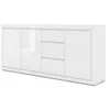 Image de Commode BELLO Bianco IV Buffet haut avec 3 étagères et 3 tiroirs Blanc laqué brillant