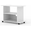 Image de Commode Meuble TV Yogi Blanc - Design Moderne - 2 Étagères - Roues - Haute Qualité