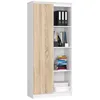 Image de Bibliothèque de bureau AKORD R80 Blanche 80 cm 1 porte façade Chêne Sonoma 8 étagères 80x35x180 cm