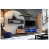 Image de Ensemble meuble TV mural Switch Met IV - L 300 x P 40 x H 170 cm - Marron
