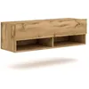 Image de Meuble TV Mural Porte Rabattable 2 Niches L100 cm - Décor bois - 100 cm X 31 cm X 30 cm - DERBY Bois Clair