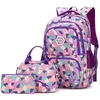 Image de 3Pcs Sac Dos Enfant Fille Cartable Fille Primaire Grand avec Sacs Lunch et Trousse Sac Scolaire Violet 33 couleurs multipl CARTABLE
