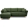 Image de Canapé dangle convertible réversible 3-4 places CLAUDIUS - Tissu Vert Olive - Coffre de rangement - L 244 x P 158 x H 95 cm