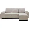Image de Canapé dangle convertible réversible VALDO 3 à 4 places - Tissu Beige - Tablette avec USB - Coffre + Pouf - L247xP143xH86 cm