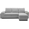 Image de Canapé dangle convertible réversible VALDO 3 à 4 places - Tissu Souris - Tablette avec USB - Coffre + Pouf - L247xP143xH86 cm