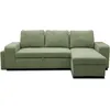 Image de Canapé dangle convertible réversible VALDO 3 à 4 places - Tissu Neve Sauge - Tablette avec USB - Coffre + Pouf - L247xP143xH86 cm