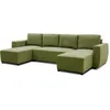Image de Canapé dangle convertible panoramique PHARELL 5/6 places - Tissu olive - Coffre de rangement - L297 x P155 x H85 cm