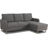 Image de Canapé dangle fixe 3 places CHIPY - Tissu anthracite - Réversible - L 192 x P 137 x H 82 cm - Pieds noir