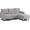 Image de Canapé dangle fixe 3 places CHIPY - Tissu gris souris - Réversible - L 192 x P 137 x H 82 cm - Pieds bois naturel