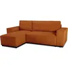 Image de Canapé dangle convertible réversible - 4 places - JOSH - Tissu velours cotelé - Terracotta - Coffre - 242 x 155 x 86 cm
