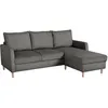 Image de Canapé dangle fixe - 3 places - CHIPY - Tissu Lincoln Anthracite - Pieds bois nature - 192 x 82 x 138 cm