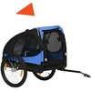 Image de Remorque pour chiens remorque à vélo pliante pour chiens pince rapide imperméable tissu Oxford acier 140 x 71 x 83 cm bleu