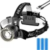 Image de Lampe Frontale LED USB-C RechargeableUltra Puissante 90000 Lumens 4 Modes Lampe Frontale avec CapteurBatterie 6000mAh Zoom IP65