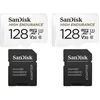 Image de 2PCS Carte mémoire micro sdxc Sandisk High Endurance 128 Go Video Class V30 / UHS-I U3 / Class10 lecture 100MB/s écriture 40MB/s