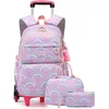 Image de Cartable Roulette Fille Primaire Sac Dos pour Enfant avec Lunch Box et Trousse pour Quotidien et Voyage couleurs multiples CARTABLE