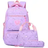 Image de Lot De 3 Sac Dos Fille - Sac Dos Pour Enfants - Cartable En Nylon Imprim Pour Les lves Du Primaire Et Du Collge violet SAC A DOS