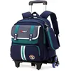 Image de Cartable a Roulette Garçon Primaire16 Pouces Sac Roulette Enfant 2 Pièces pour Voyages Scolaires de 8 à 12 AnsBleu foncé
