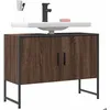 Image de Meilleures Meuble de rangement Classique Armoire lavabo de salle de bain - chêne marron - bois dingénierie SSD99450759