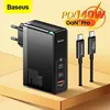 Image de Chargeur mural - Baseus - GAN 5 Pro 140W - PD QC4.0 - Câble 240W - Noir