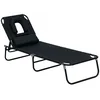 Image de Outsunny - chaise longue - Bois - 190x56x28cm - Noir