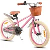Image de Bicyclette pour enfants - HILAND - 18 pouces - 5-7 ans - Roues stabilisatrices - Panier - Rose