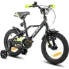 Image de Vélo denfant - HILAND - 14 pouces - Roues stabilisatrices - Freins en V - Mixte noir et vert