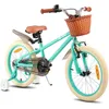 Image de JOYSTAR Vélo pour enfants de 18 pouces pour filles et garçons de 5 à 7 ans avec dun Avec frein à pied arrière et panier vert