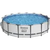 Image de Kit Piscine hors sol tubulaire BESTWAY Steel Pro Max - 457 x 107 cm - Ronde (Avec pompe de filtration échelle + bâche)