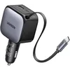 Image de Chargeur voiture - UGREEN - 90W - USB-A et USB-C - Rétractable - Noir