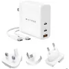 Image de HYPER HJG140WW Intérieur AC 2 m Blanc Le CHARGEUR GAN HYPER HYPERJUICE 140 W - GLOBAL - CHARGEUR ADAPTATEUR MULTI-PORT est un