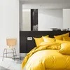 Image de Housse de couette 220x240 cm 100% Percale de Coton Lavé 80 fils Jaune - Linge de lit premium