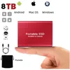 Image de Disque SSD Mini Disque Dur Externe Portable 8TB 8To Rouge Type-C avec Pochette Sac de Stockage en Tissu Noir