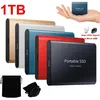 Image de Disque Dur SSD Externe Portable 1TB 1To OTG Type-C USB Mini Taille Bleu avec Pochette Sac de Stockage en Tissu