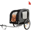Image de Remorque de vélo pour chien pliable en acier et polyester imperméable - Charge 40 kg - Gris et Noir