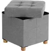 Image de SONGMICS Repose-Pieds avec capacité de Rangement Pieds en Bois Massif avec Couvercle 38 x 38 x 40 cm Gris Clair