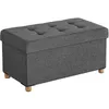 Image de SONGMICS Banc de Rangement 76 x 38 x 40 cm Tabouret rembourré Pliable Pieds en Bois Massif Charge 300 kg Gris foncé