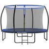 Image de Trampoline pour Enfants Diamètre 366 cm Filet de Protection Poteau Incurvé 180 cm Coussins de Sécurité Échelle Noir et Bleu