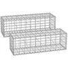 Image de Lot de 2 Gabions de pierre métallique 100 x 30 x 30 cm galvanisé Banc de jardin Jardinière à gabion SONGMICS