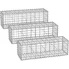Image de Lot de 3 Gabions de pierre 100 x 30 x 30 cm métallique galvanisé Banc de jardin Jardinière à gabion SONGMICS