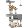 Image de Feandrea Arbre à Chat Hauteur 138 cm Tour de Jeux pour Chats avec Base et 9 Poteaux à Griffer 1 Plateforme Gris Clair