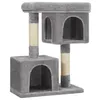 Image de FEANDREA Arbre à chat Colonne en sisal 2 niches 60 x 40 x 84 cm (L x l x h) Gris clair
