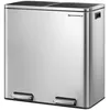 Image de Poubelle à Double Compartiment 2 x 30L avec 15 Sacs Poubelles 2 Seaux Intérieurs Fermeture en Douceur Argent et Noir
