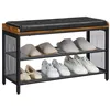 Image de Banc à Chaussures - VASAGLE - LBS75X - Banquette rembourrée avec étagères en Maille - Style Industriel - PU